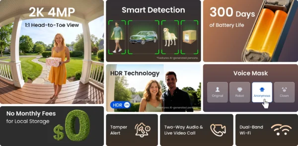Reolink Battery Video Doorbell (2nd Gen) – 2K Wireless Doorbell Camera with 300-Day Battery